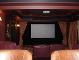 Home theatre with orange drapes